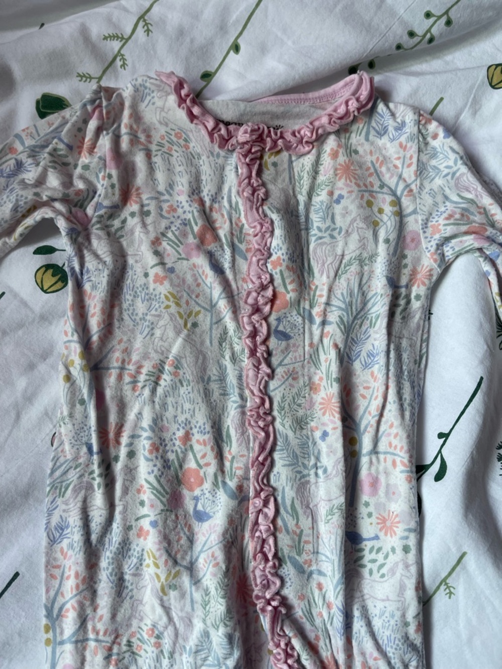 magnetic me floral/ ruffle footed onesie